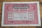 Austria-Hungary, 2 Kronen banknote, 1 March 1917, circulated, with overprint - free standard postage