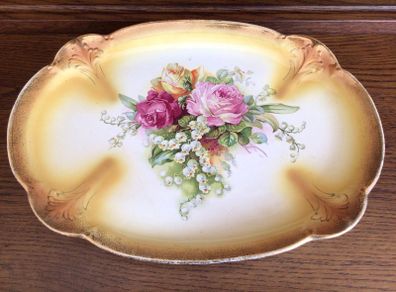 Stunning Large Edwardian Dressing table ceramic Transferware Plate / Tray 14" x10"