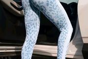 Leopard Print Wideband Waist Sports Leggings, size S