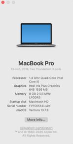 Apple MacBook Pro 13 2019  i5 / 8GB / 128GB SSD