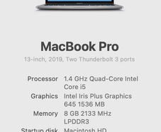 Apple MacBook Pro 13 2019  i5 / 8GB / 128GB SSD