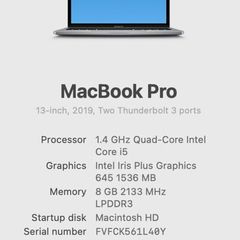 Apple MacBook Pro 13 2019  i5 / 8GB / 128GB SSD
