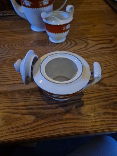 Antique Chinese Teapot, sugar bowl and milk jug.
