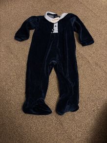 baby navy velvet outfit