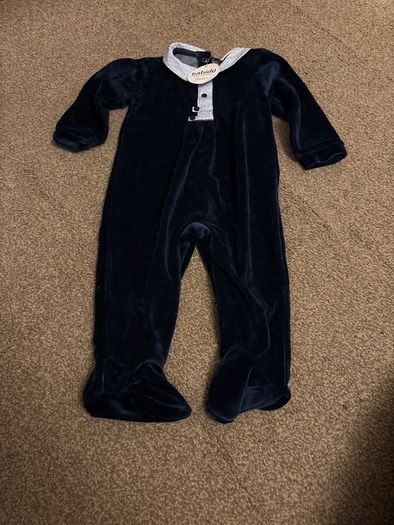 baby navy velvet outfit