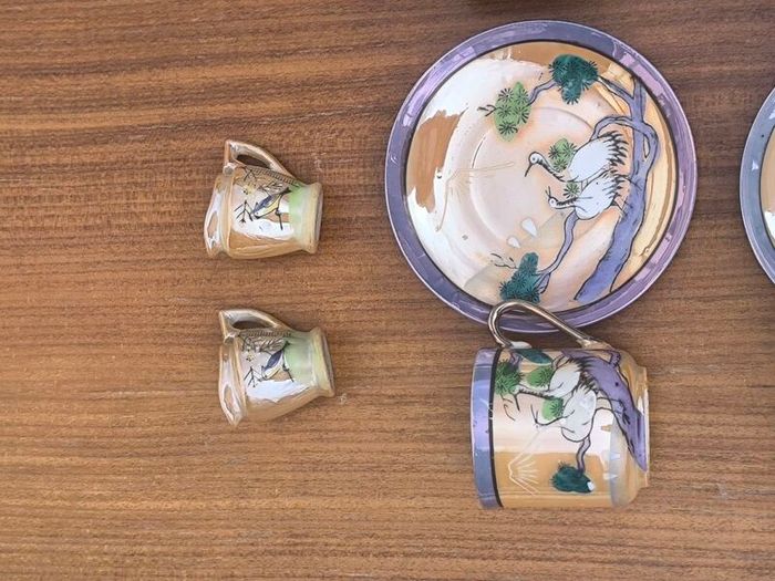 Title: Vintage Japanese Lusterware Coffee & Tea Set (18-Piece)