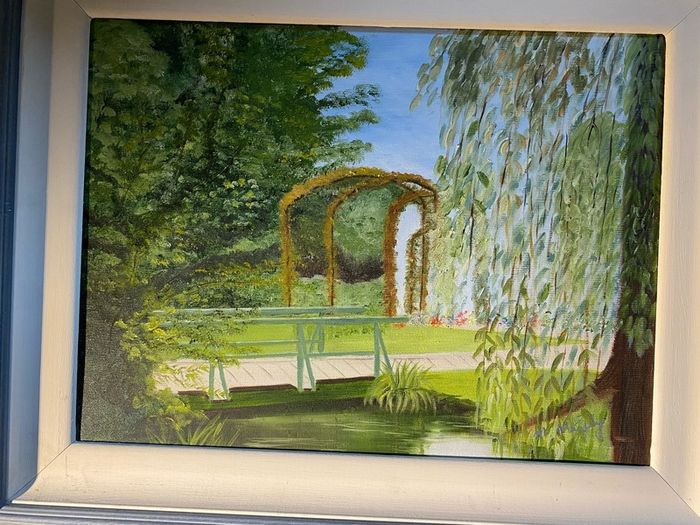 Original Impressionist Garden Landscape Painting  Signed  M Murphy