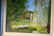Original Impressionist Garden Landscape Painting  Signed  M Murphy