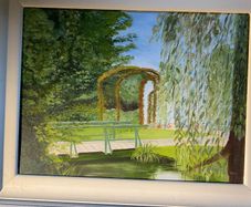 Original Impressionist Garden Landscape Painting  Signed  M Murphy