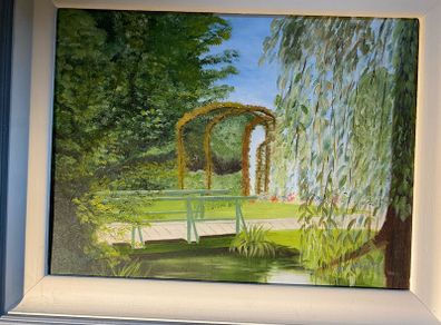 Original Impressionist Garden Landscape Painting  Signed  M Murphy