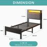 3FT Single Bed Frame with LED Lights and Charging Station, Heavy Image 9