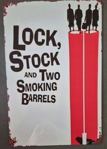 Vintage Style  Metal Sign. Lock stop and two smoking barrels.