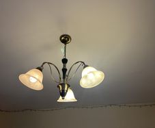 Traditional 3-Arm Antique Brass Chandelier Light Fitting (Buyer to Remove)