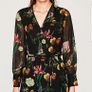 ZARA  black dress floral print wrap around S Image 2