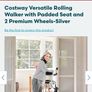 Lightweight Adjustable Folding Rolling Walker with Padded Seat Image 3