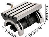 10 x 7 inch Tilting Milling Table Adjustable Rotary Worktable Machine with 3 T-Slots & a Crank Handle Heavy Duty for Grinding Milling