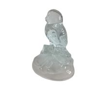 Crystal Owl Figurine Cristal d Arques Glass Vintage Collectable Lead Crystal Clear & Frosted France