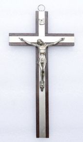 Vintage 10" Italian Wooden Wall Crucifix with Silver Corpus
