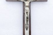 Vintage 10" Italian Wooden Wall Crucifix with Silver Corpus
