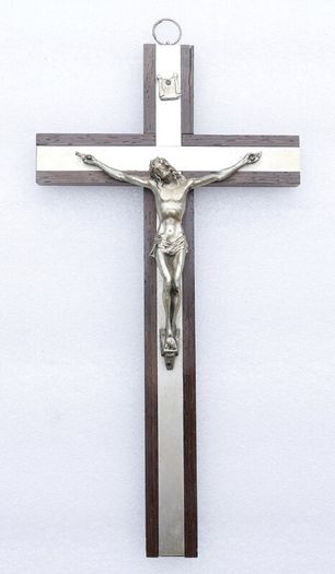 Vintage 10" Italian Wooden Wall Crucifix with Silver Corpus