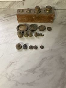 antique vintage brass weights