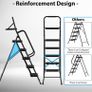 5 Step Ladder, Foldable with Tool Bag, Tray, Handrails, 150 kg Load Black metal frame, wide anti-slip pedals, soft-grip handles, compact storage, for kitchens, pantries, garages and DIY tasks Image 7