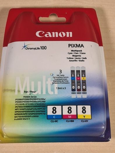 CANON PIXMA 8 printer ink multipack cyan yellow magenta CLI-8C CLI-8M CLI-8Y Brand new sealed
