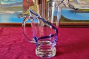 Antique Kilkenny Cobalt Blue Swirl Glass Large Footed Water Jug /Pitcher