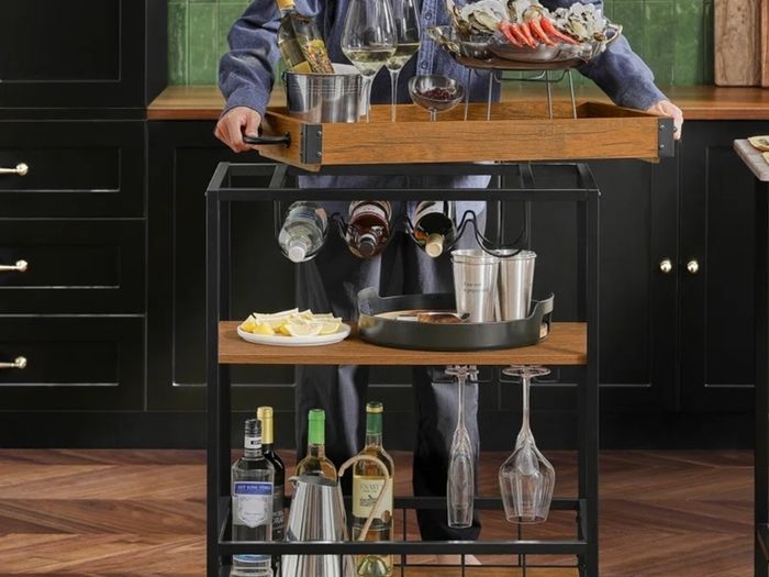 drinks bar trolley with removable tray