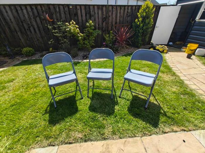 3 Grey Folding Chairs