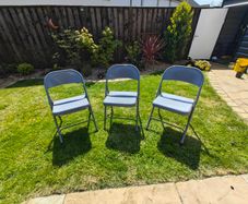 3 Grey Folding Chairs