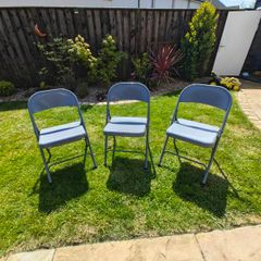 3 Grey Folding Chairs