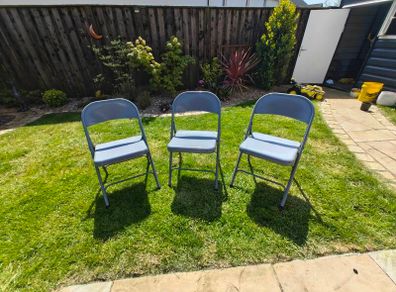 3 Grey Folding Chairs