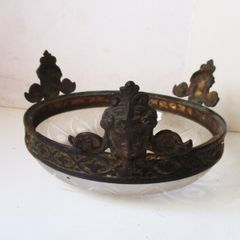 Old Gilt Metal / Glass Light Fitting For Spares