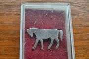 Vintage Silver toned Horse Brooch and Box