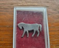 Vintage Silver toned Horse Brooch and Box