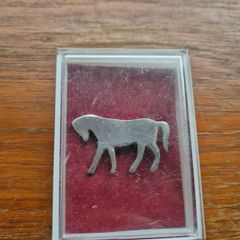 Vintage Silver toned Horse Brooch and Box