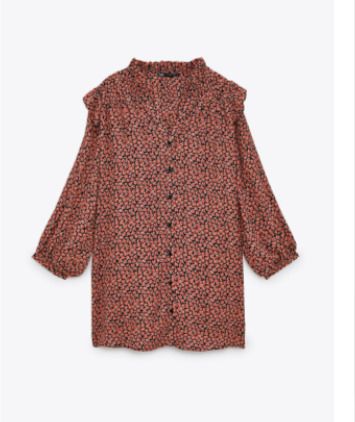 Fab Zara Red Floaty V-neck Dress, Size L New