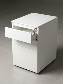 3 White 3-drawer mobile office pedestal with lock