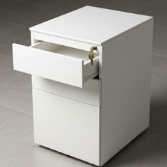 3 White 3-drawer mobile office pedestal with lock