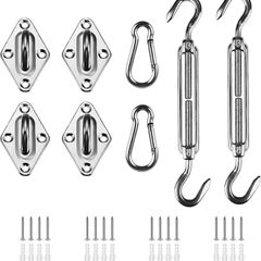 Awning Attachment Set, Heavy Duty Sun Shade Sail Stainless Steel Hardware Kit for Garden Triangle and Square, Rectangle, Sun Shade Sail Fixing Accessories