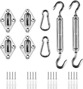 Awning Attachment Set, Heavy Duty Sun Shade Sail Stainless Steel Hardware Kit for Garden Triangle and Square, Rectangle, Sun Shade Sail Fixing Accessories