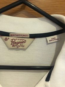 Penguin white shirt sleeve polo large