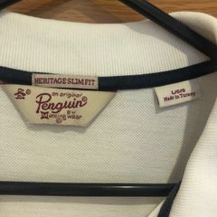 Penguin white shirt sleeve polo large