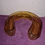 Vintage amber glass horseshoe posy vase Image 2