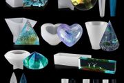 Resin Silicone Moulds, 13pcs Resin Kits for Beginners, Epoxy Resin Mold DIY Jewelry Craft Molds with Sphere, Cube, Pyramid, Diamond, Square, Round and Crystal Pendants