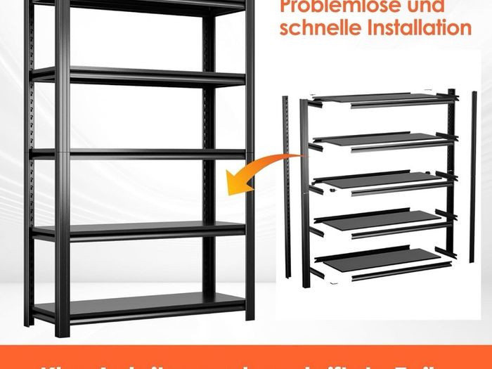 Heavy Duty Metal Shelf 183x90x40 cm with 5 Adjustable Metal Shelf Garage Shelving Units,Racking for Garage,Storage Shelf for Cellars & Workshops,Load capacity up to 1000 kg,Black