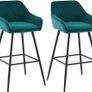 Set of 2, Velvet Padded Bar Chairs with Armrest Image 2