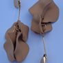 Oval Beige Gold Rim Elegant Strand Drop Multi Tassel Petal Satin Earrings Image 5