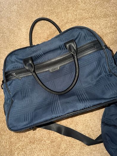icandy peach navy check changing diaper bag and footmuff